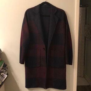 Reversible Rails Wool Coat - Red & Blue Check XS